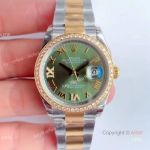 Swiss Replica Rolex Oyster Perpetual Datejust Green Dial Diamond Watches (1)_th.jpg